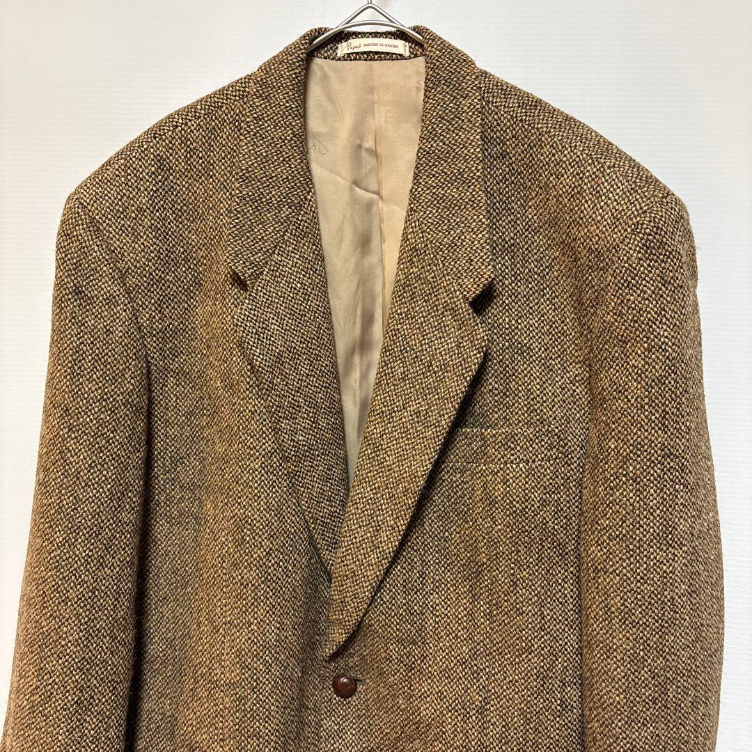 パパス　Papas ハリスツイード　2Bジャケット　L48 ブラウン