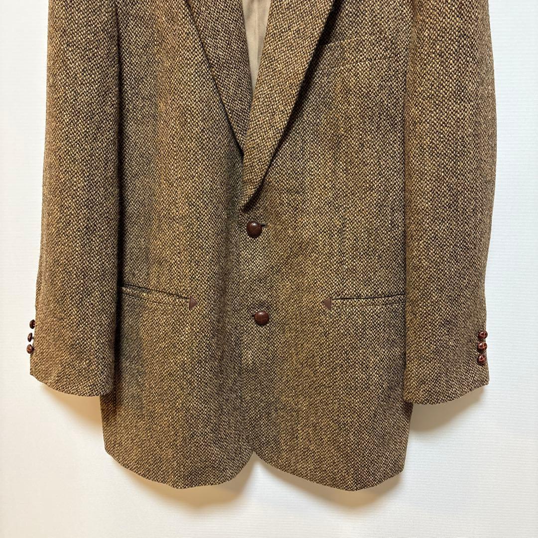 パパス　Papas ハリスツイード　2Bジャケット　L48 ブラウン