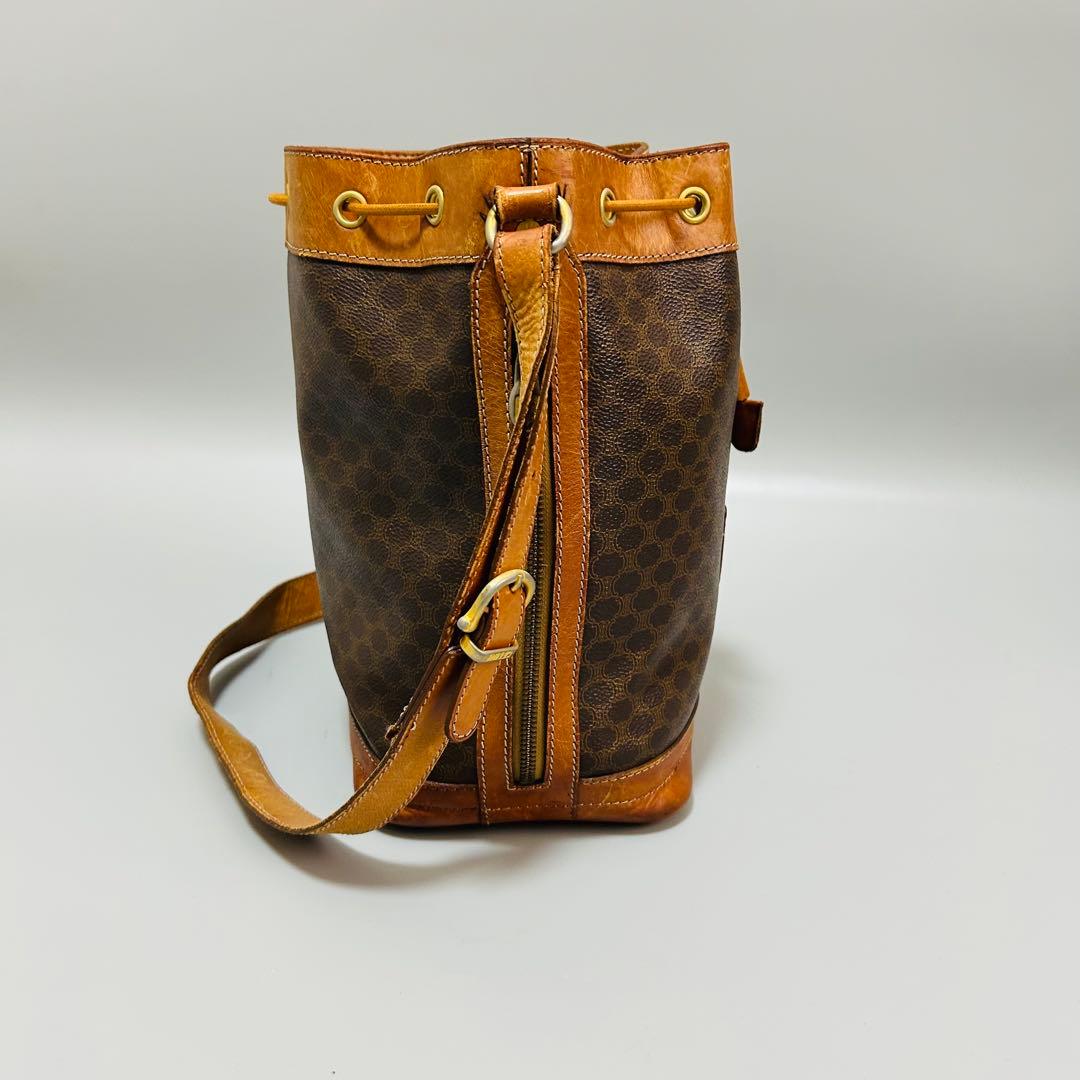 CELINE セリーヌ ショルダーバッグ 巾着バッグ マカダム柄 ブラウン