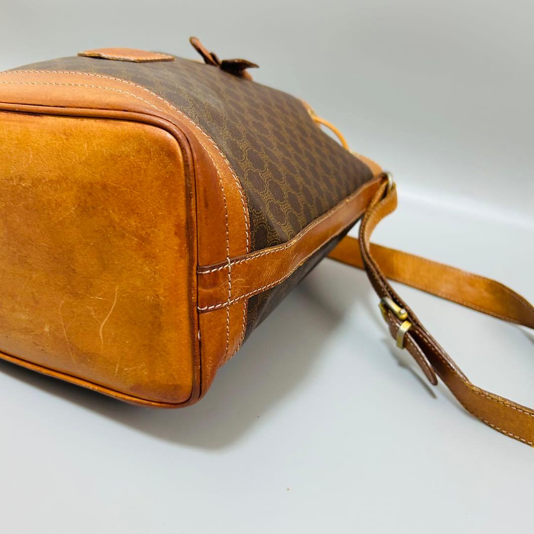 CELINE セリーヌ ショルダーバッグ 巾着バッグ マカダム柄 ブラウン