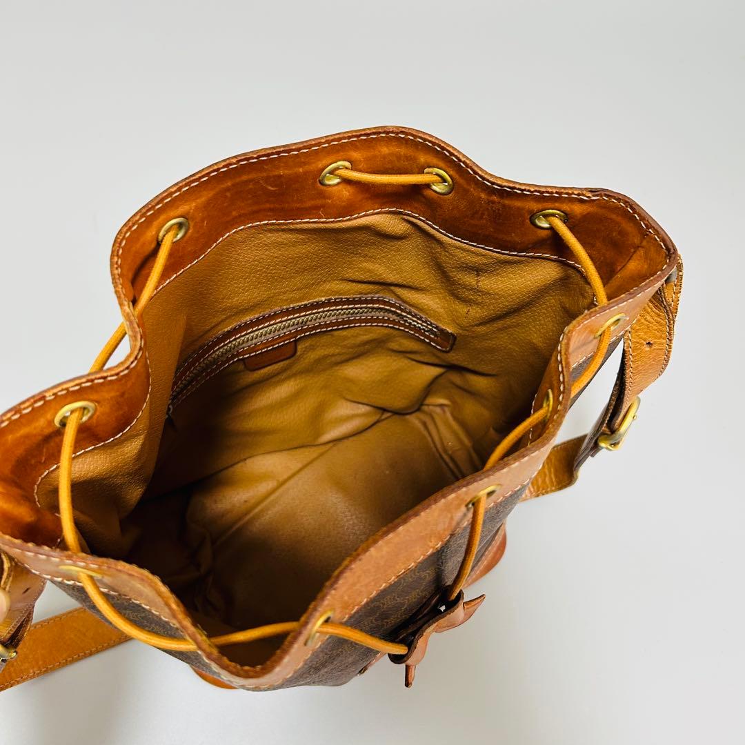 CELINE セリーヌ ショルダーバッグ 巾着バッグ マカダム柄 ブラウン