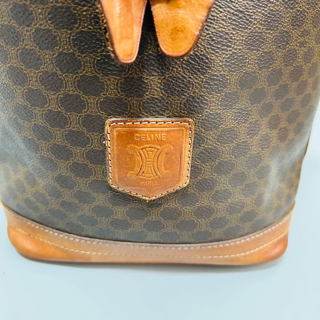 CELINE セリーヌ ショルダーバッグ 巾着バッグ マカダム柄 ブラウン