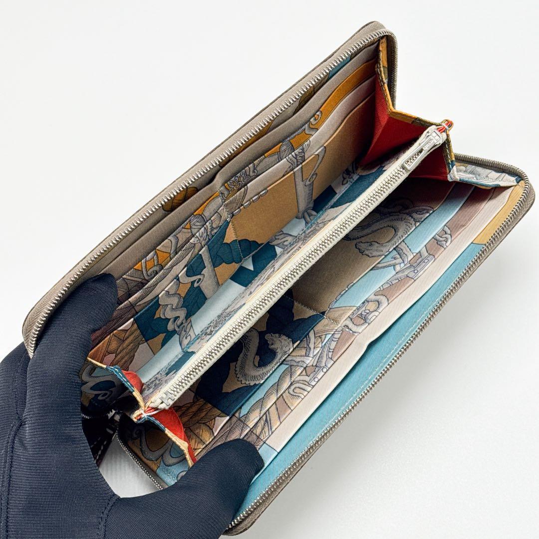 エルメス アザップ シルクイン ロング 財布 茶 アザップ ジップ ジッピー