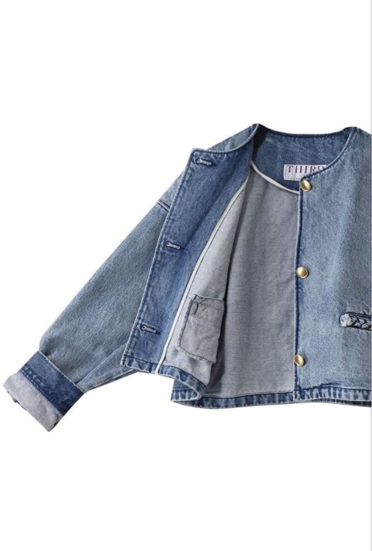 THIRD MAGAZINE ノーカラーデニムジャケット
