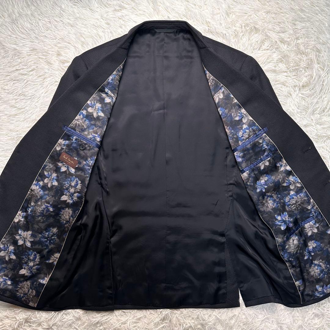 希少 極美品 ポールスミス 蓮柄 花柄 3ピース セットアップ 総裏 LX 黒