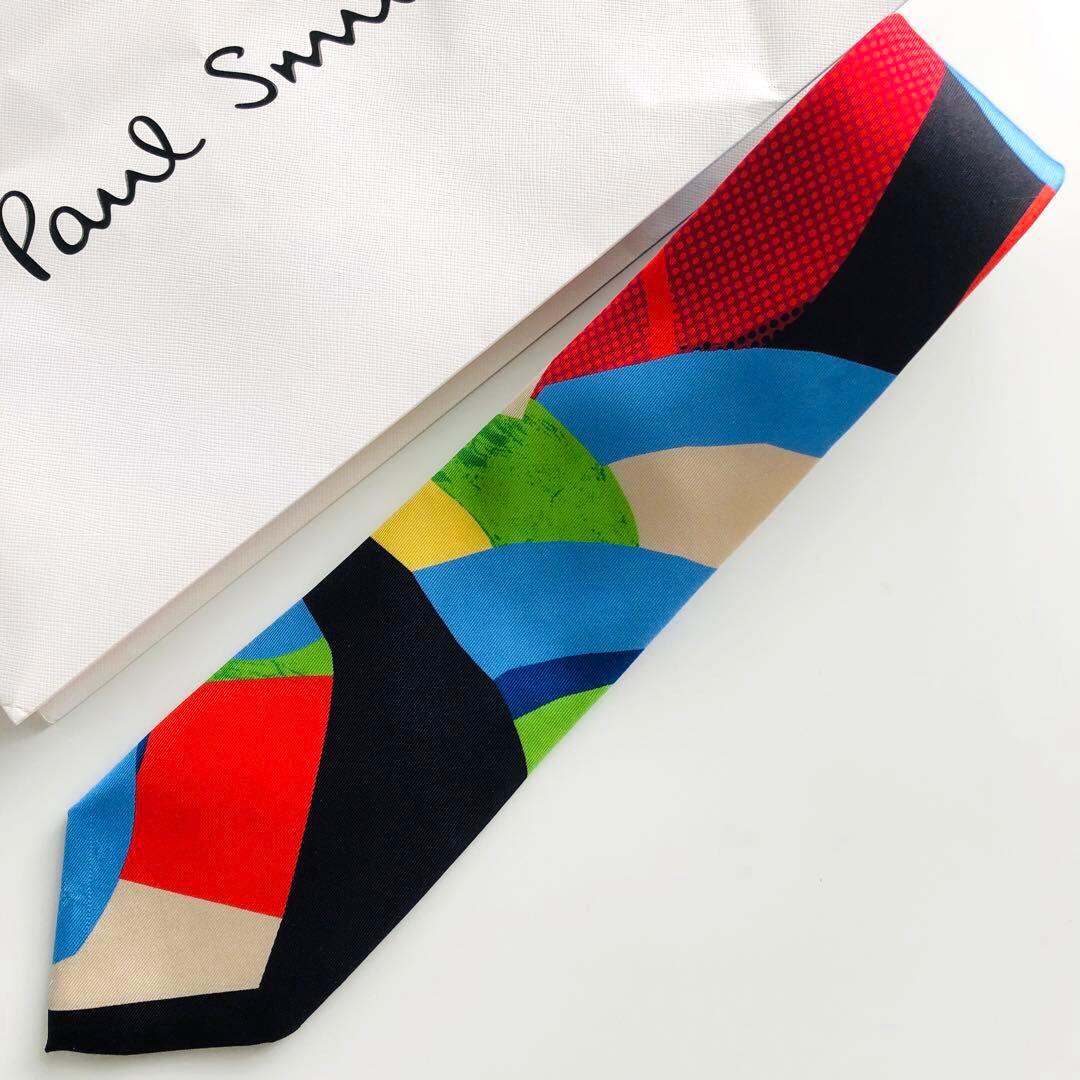 ポールスミス ネクタイ パネル柄 スカイブルー
