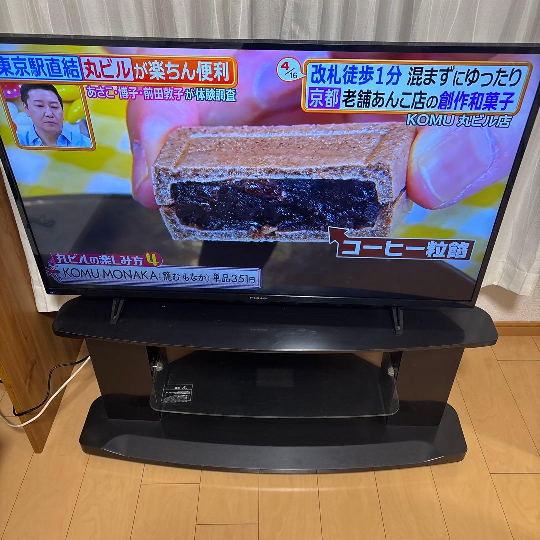 フナイ　43型 テレビ FL-43U3040　21年製　テレビ台、リモコン付