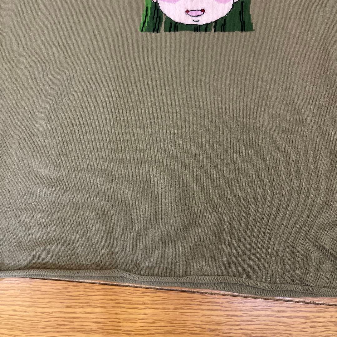 ルシアンペラフィネオリーブ色 長袖カシミヤキャラクタープリント