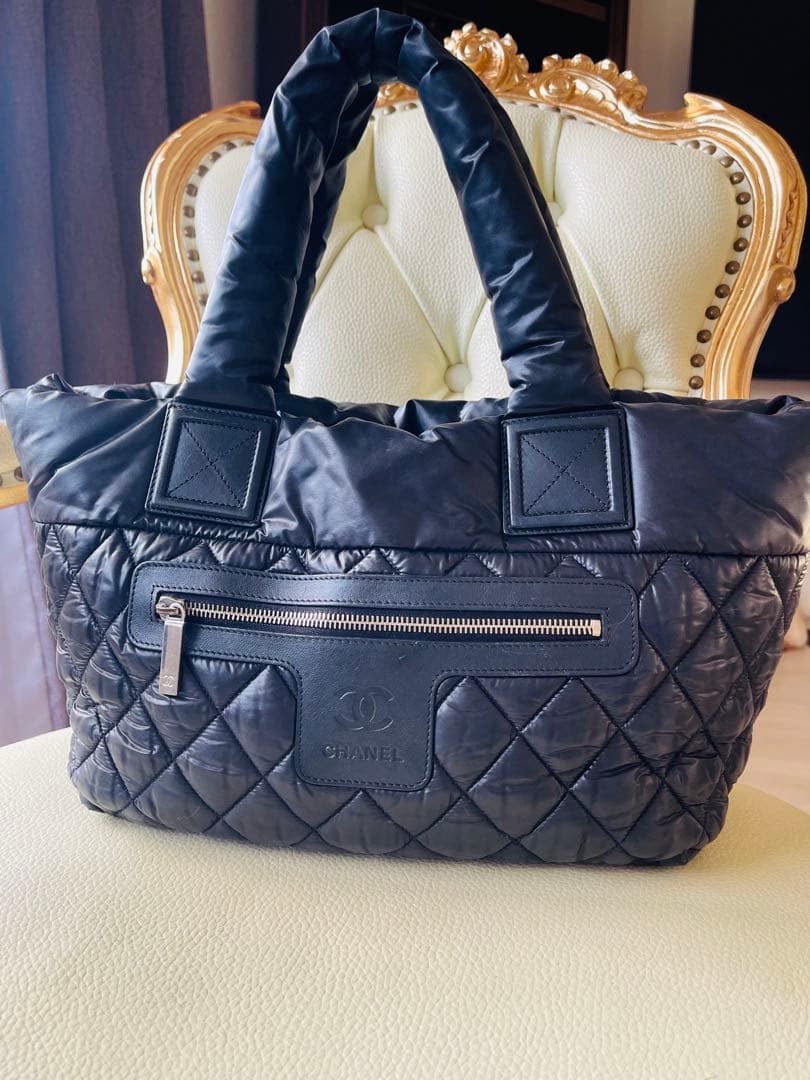 美品　CHANEL ブラック キルティング トートバッグ