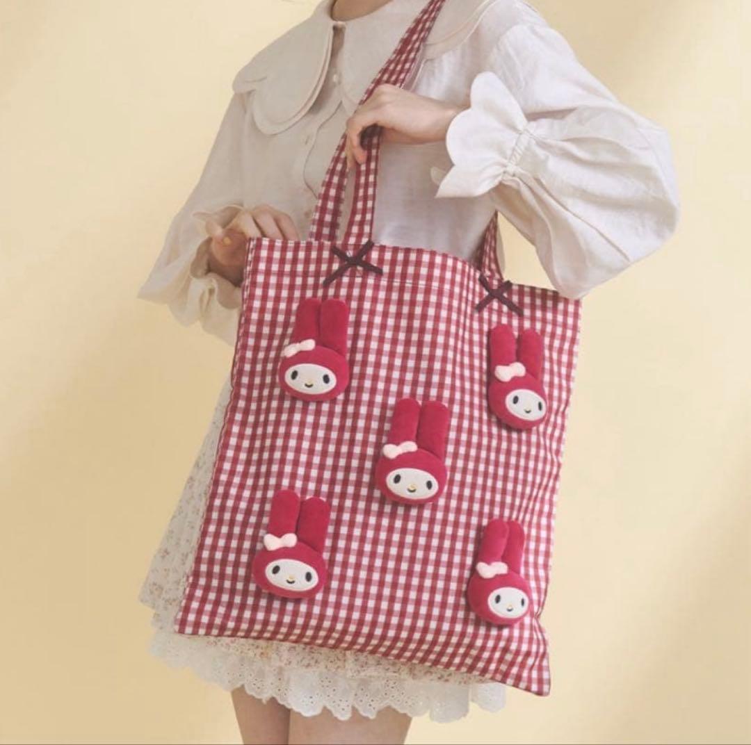 メリージェニー ギンガムもこもこマイメロトート