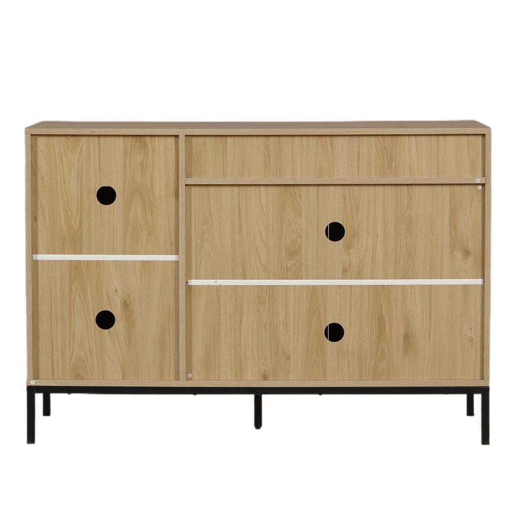 【幅118cm】キャビネット 脚付き サイドボード チェスト NATURAL