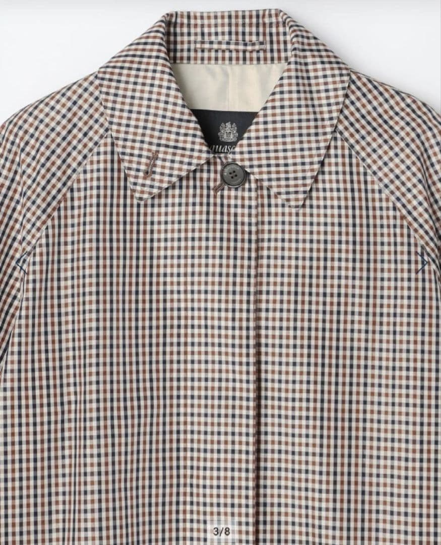 【新品】Aquascutum クラブチェックタフタ ステンカラーコート
