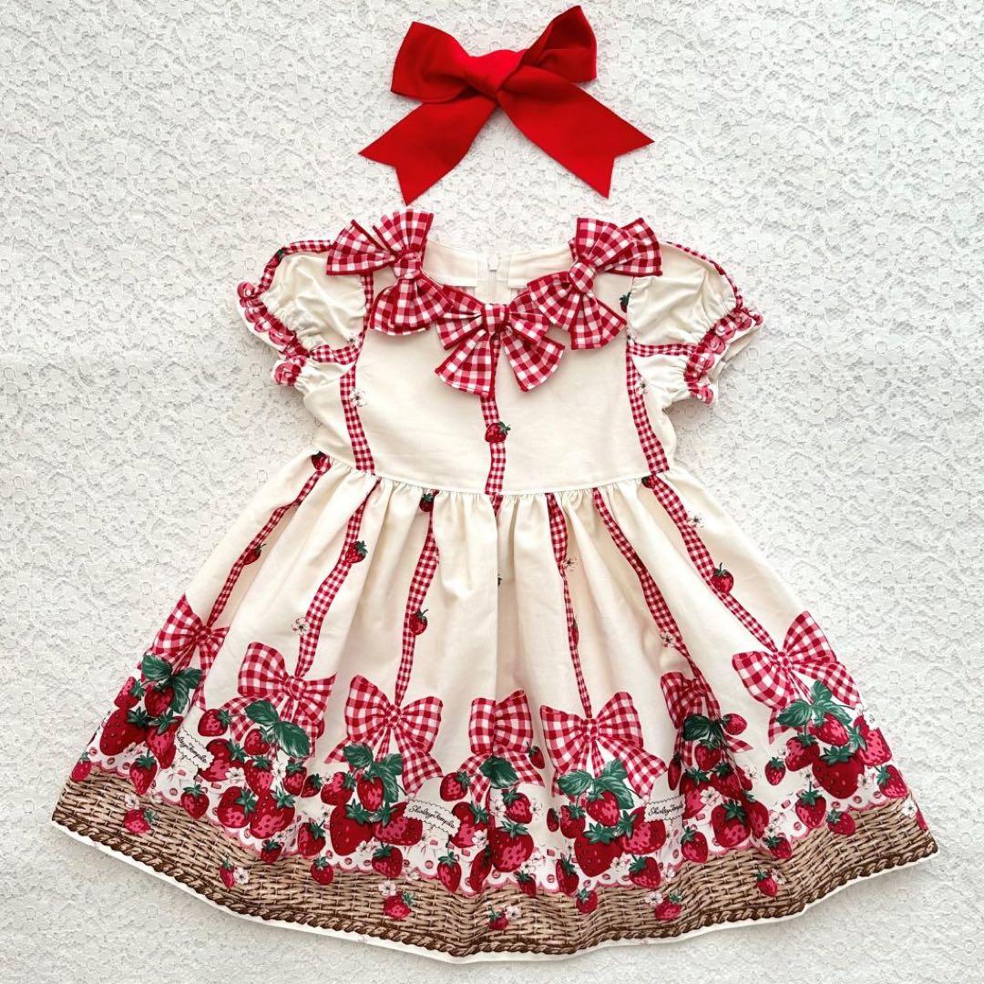 ♡いちごバスケットプリントリボンワンピース♡