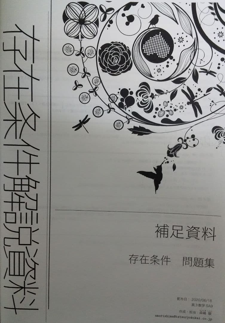 鉄緑会　数学　存在条件　解説資料　森嶋先生