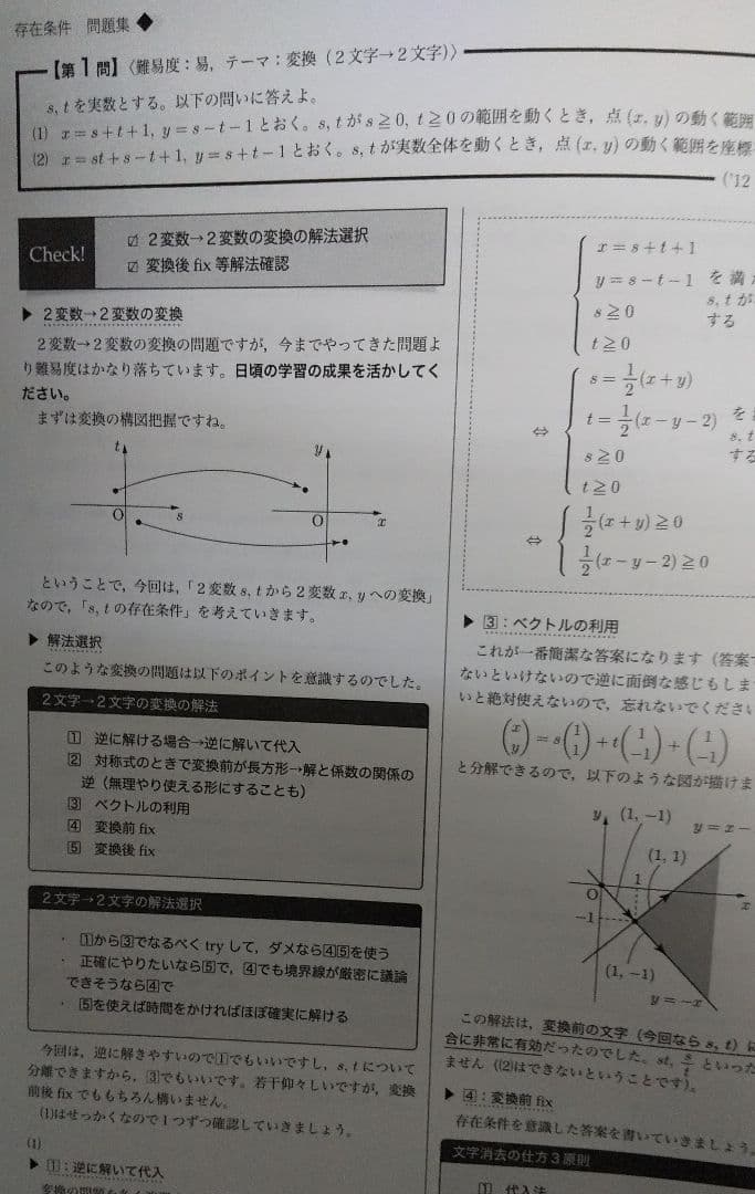 鉄緑会　数学　存在条件　解説資料　森嶋先生
