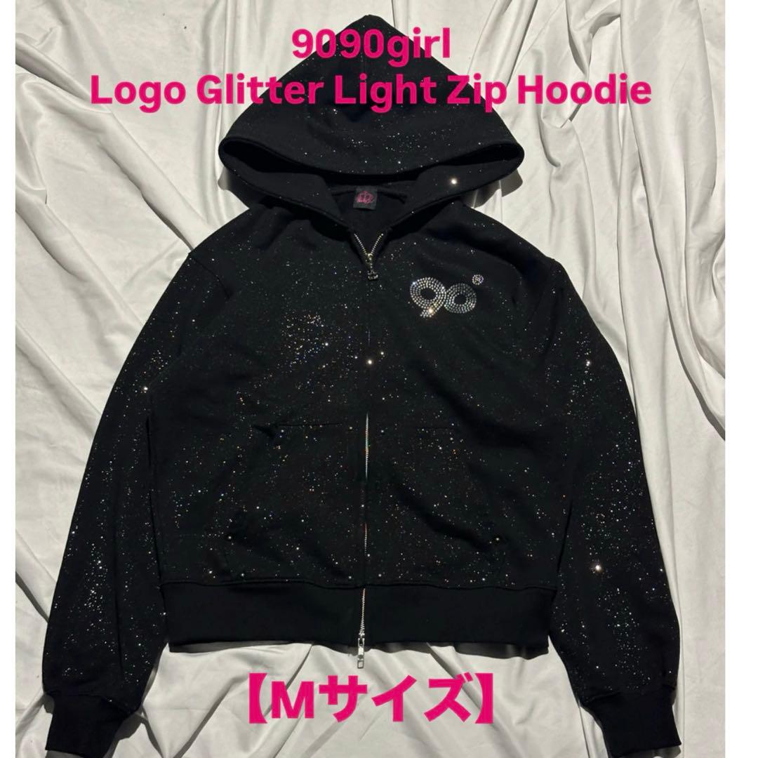 トップス 9090girl Logo Glitter Light Zip Hoodie