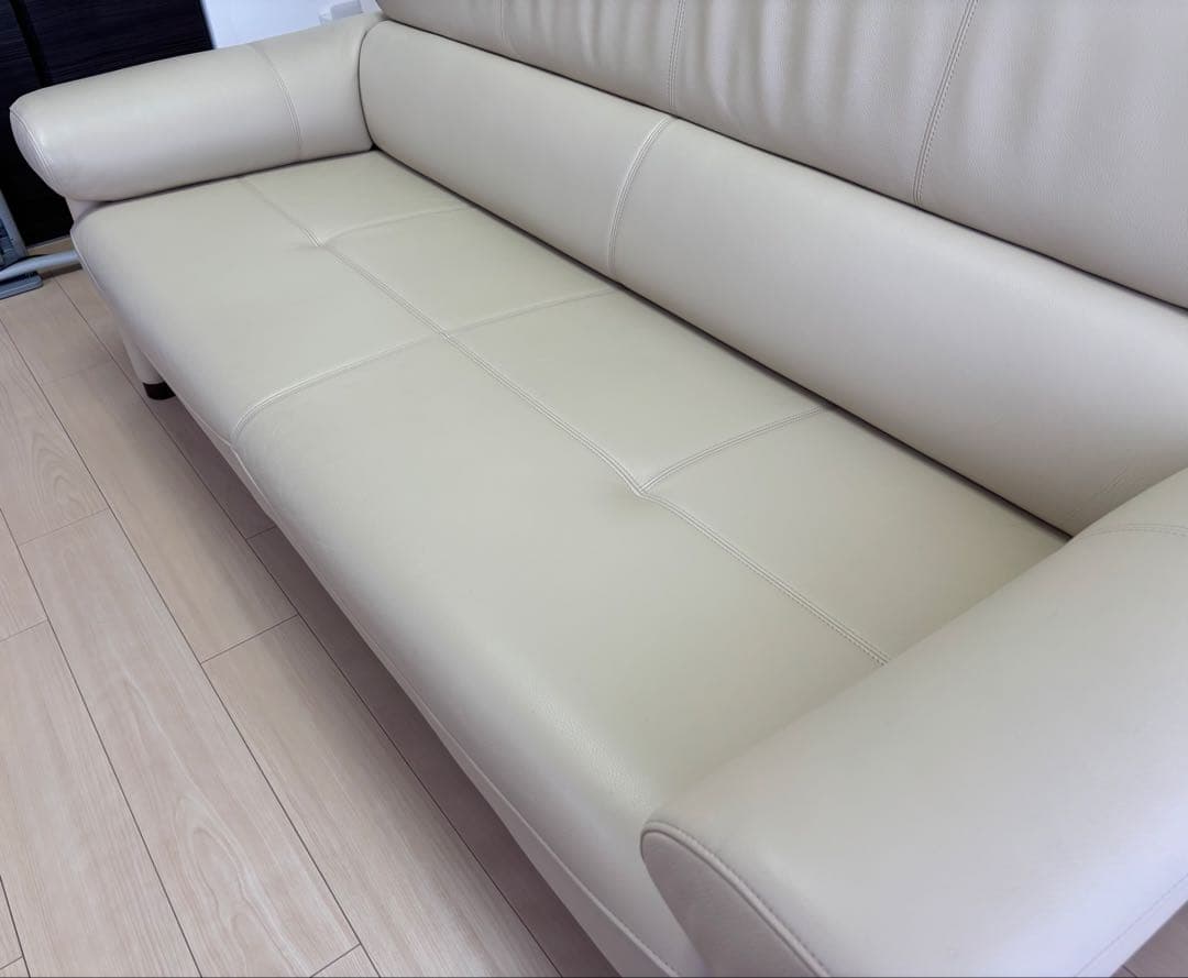 浜本工芸 革張地 3人掛けソファ