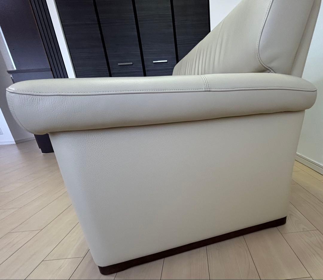 浜本工芸 革張地 3人掛けソファ