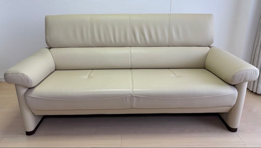 浜本工芸 革張地 3人掛けソファ