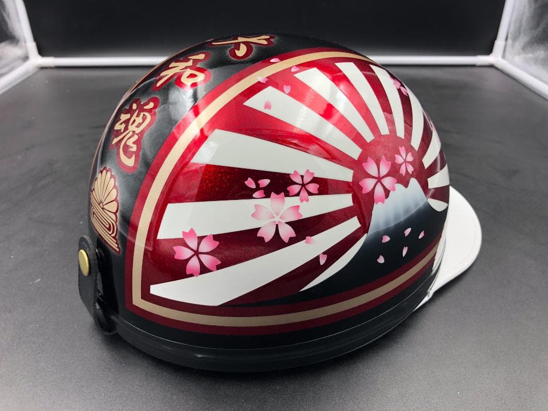 コルク半　カスタム　富士日章　三つボタン　ブラックホワイトレッド　ラメ　桜