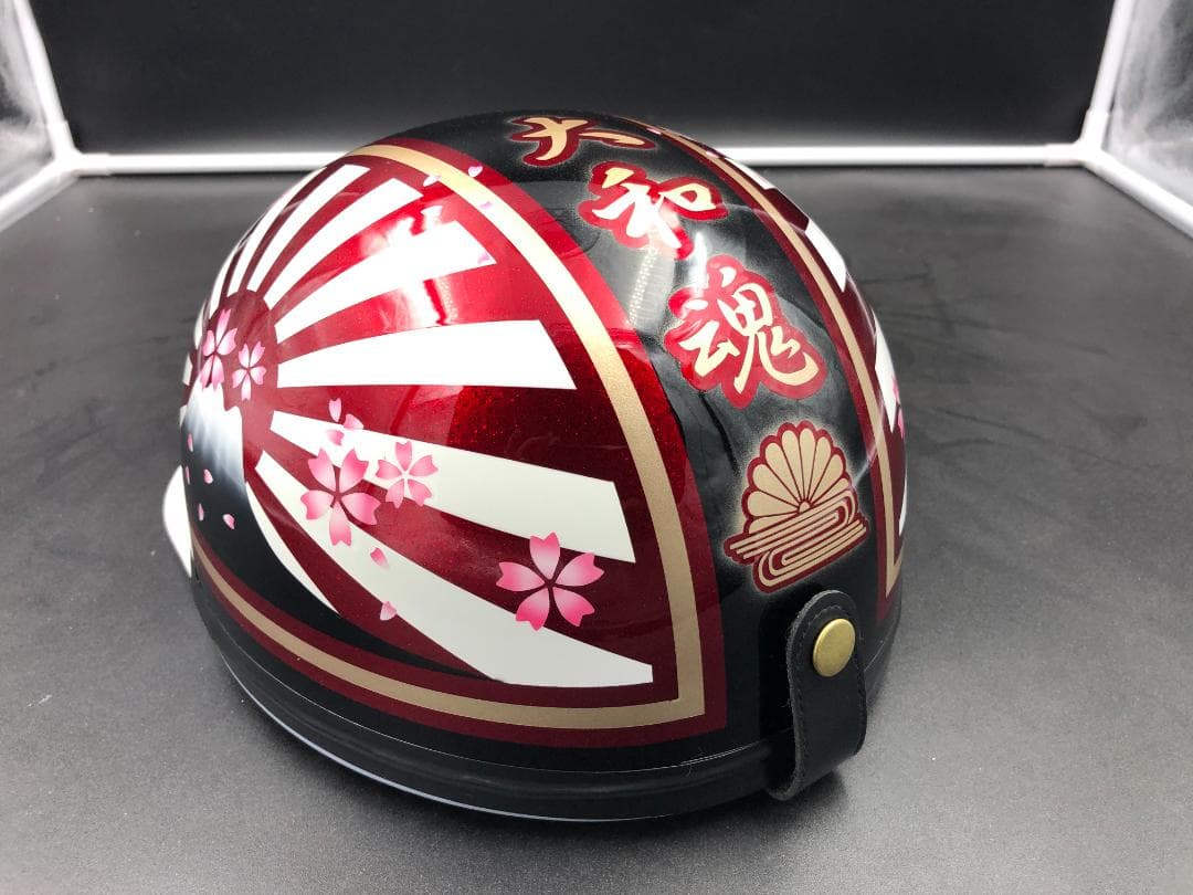 コルク半　カスタム　富士日章　三つボタン　ブラックホワイトレッド　ラメ　桜