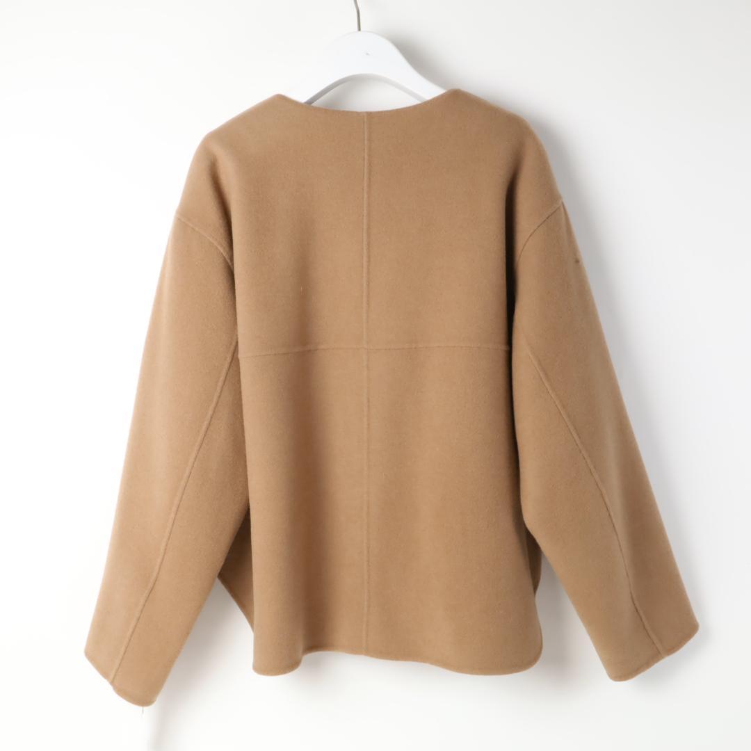 056 新品 今季 23区 ウールライトリバー ノーカラー ショートコート 38