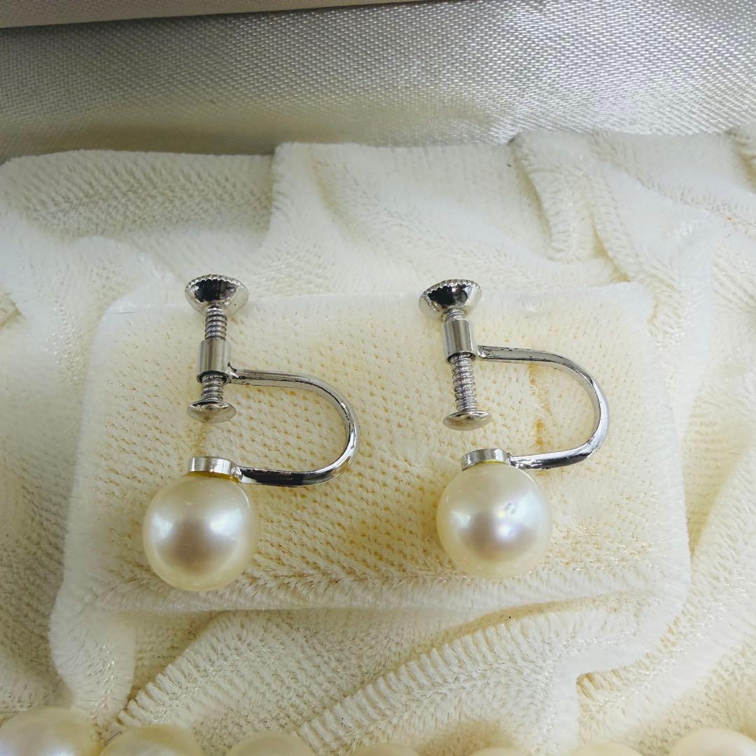 し*ん様 アコヤ真珠3点セットネックレス リング イヤリング7.0-7.5mmS