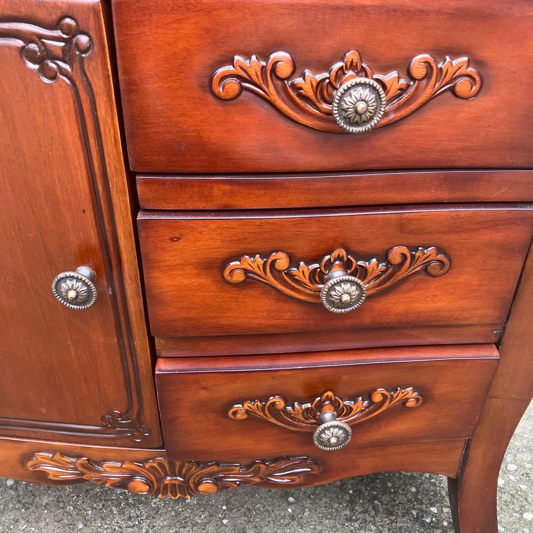 イタリアスタイル 木製コンソールテーブル コールキャビネット 電話台キャビネット