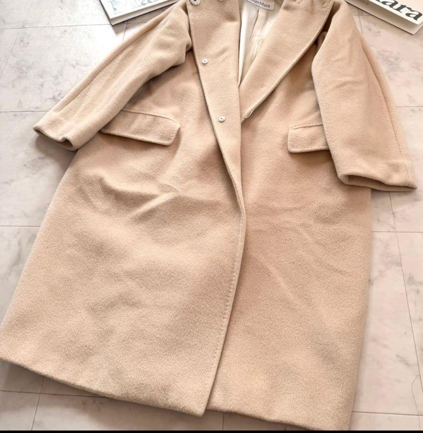 【らきぱぴ様】★マックスマーラ 最高級白タグ カシミヤウールコート 40 XL