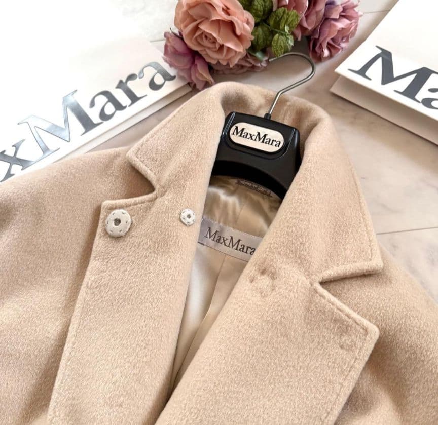 【らきぱぴ様】★マックスマーラ 最高級白タグ カシミヤウールコート 40 XL