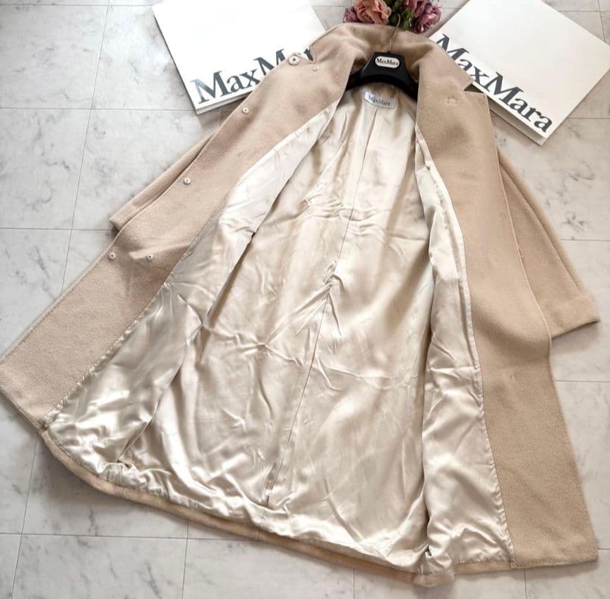 【らきぱぴ様】★マックスマーラ 最高級白タグ カシミヤウールコート 40 XL