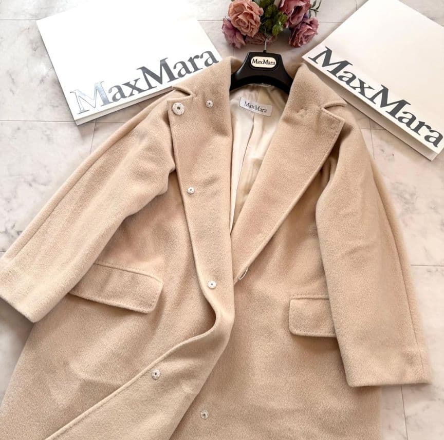 【らきぱぴ様】★マックスマーラ 最高級白タグ カシミヤウールコート 40 XL