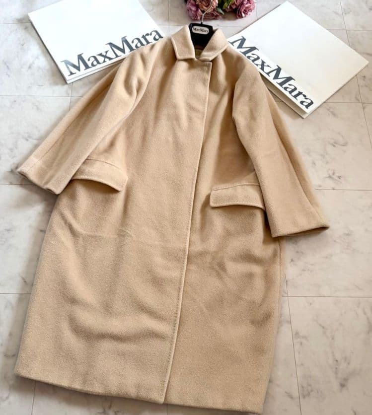 【らきぱぴ様】★マックスマーラ 最高級白タグ カシミヤウールコート 40 XL