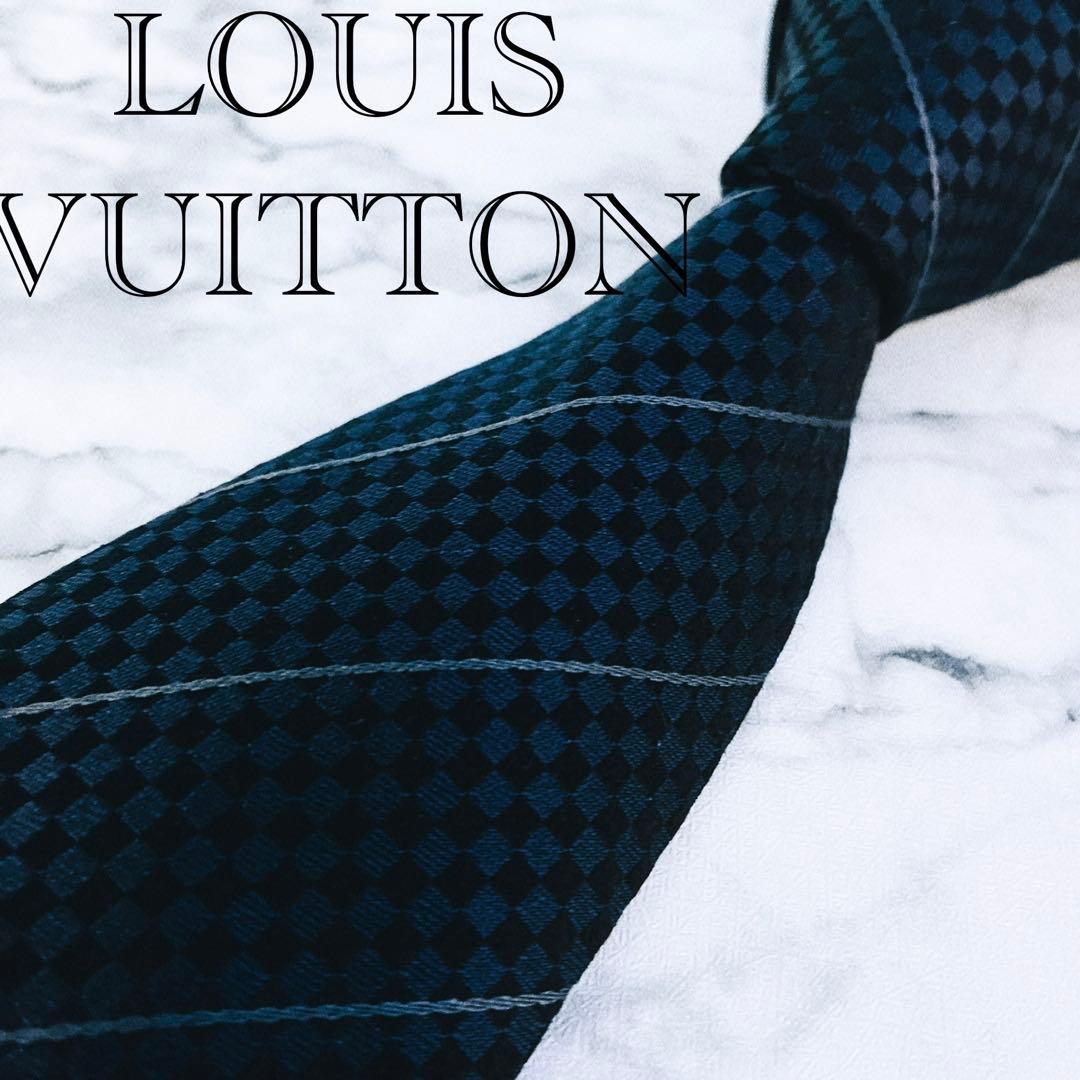 ✨未使用クラス✨ルイヴィトン　マイクロダミエ　ストライプ② LVロゴ　ネクタイ