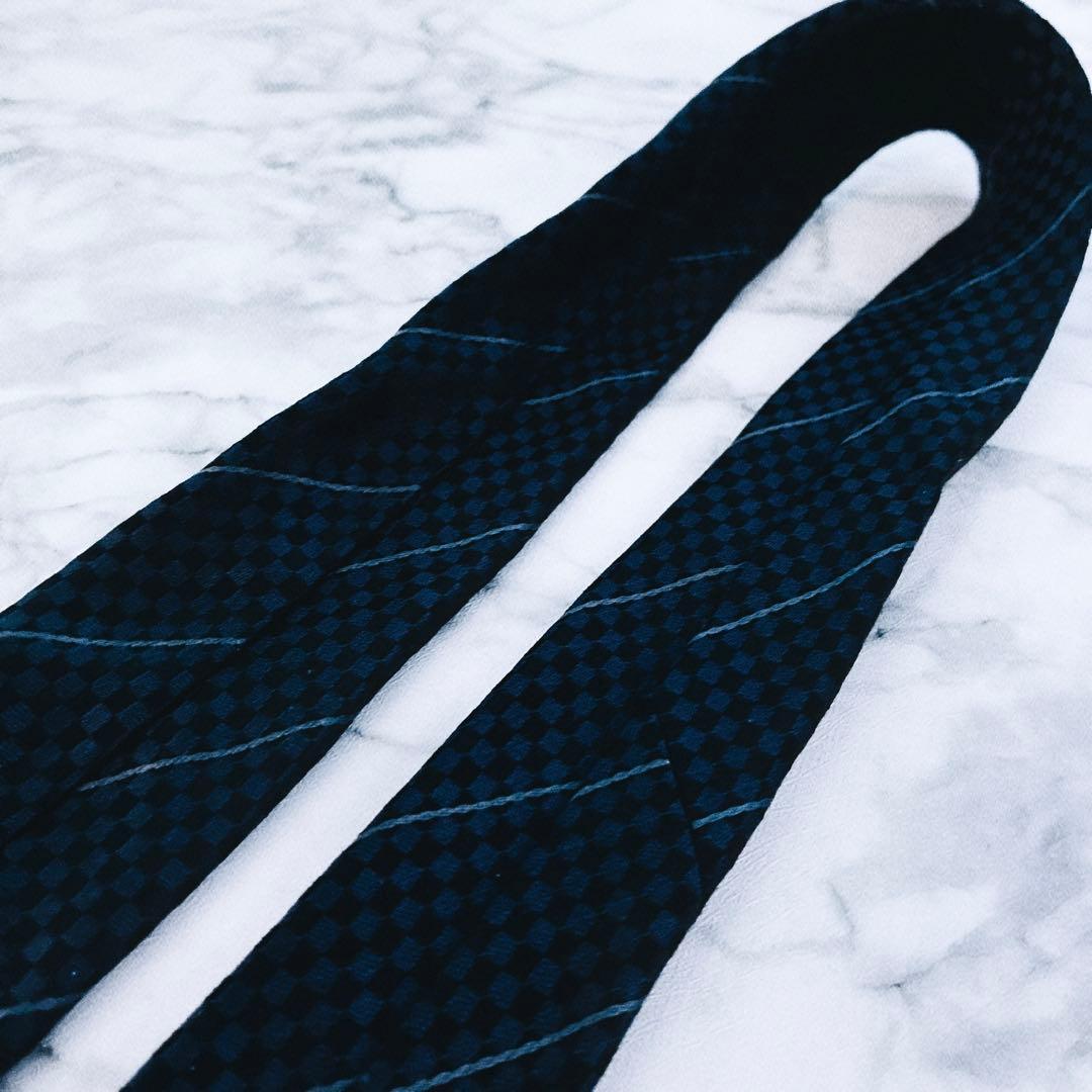 ✨未使用クラス✨ルイヴィトン　マイクロダミエ　ストライプ② LVロゴ　ネクタイ