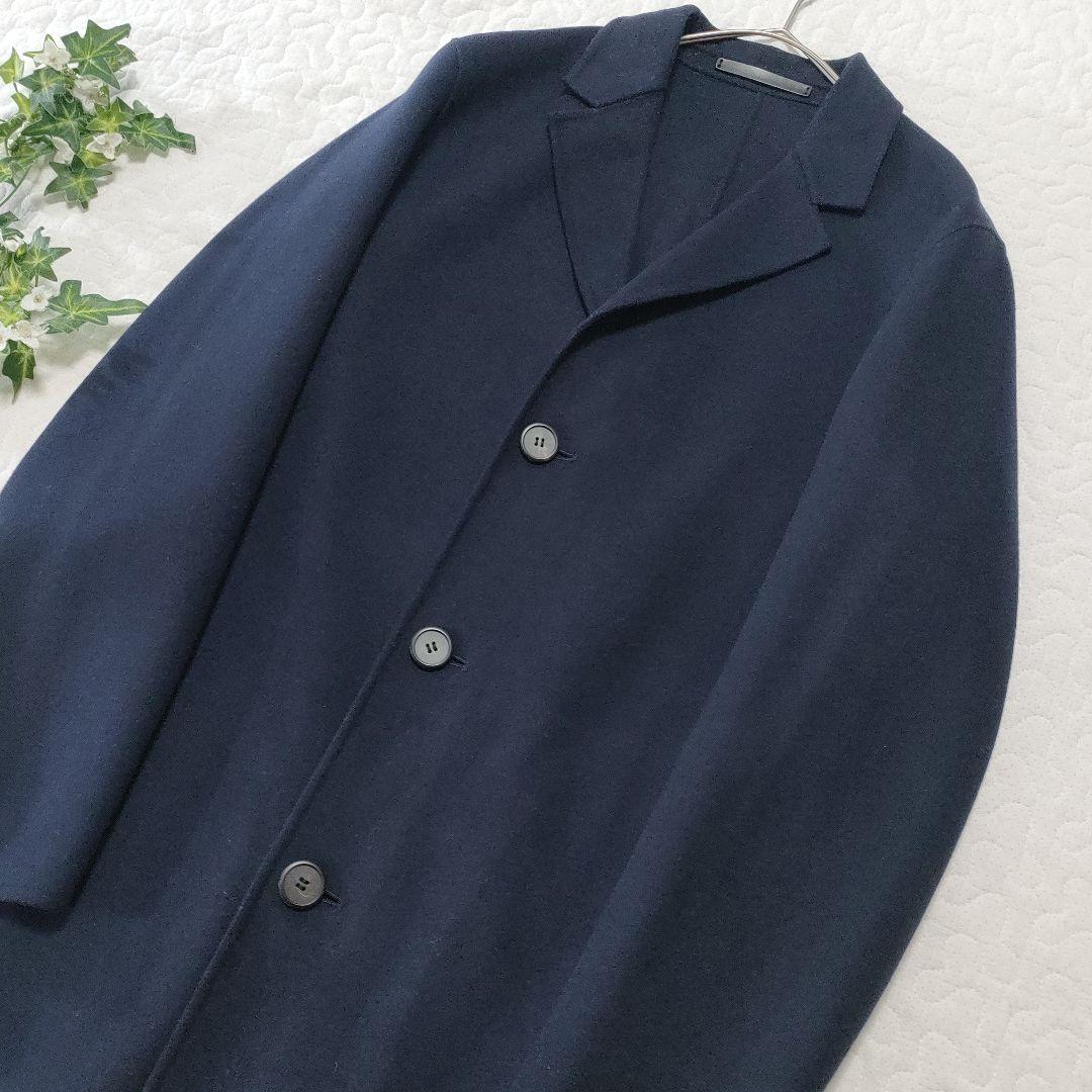 美品◎Theory　カシミヤ混　ダブルフェイスチェスターコート　ネイビー　XS