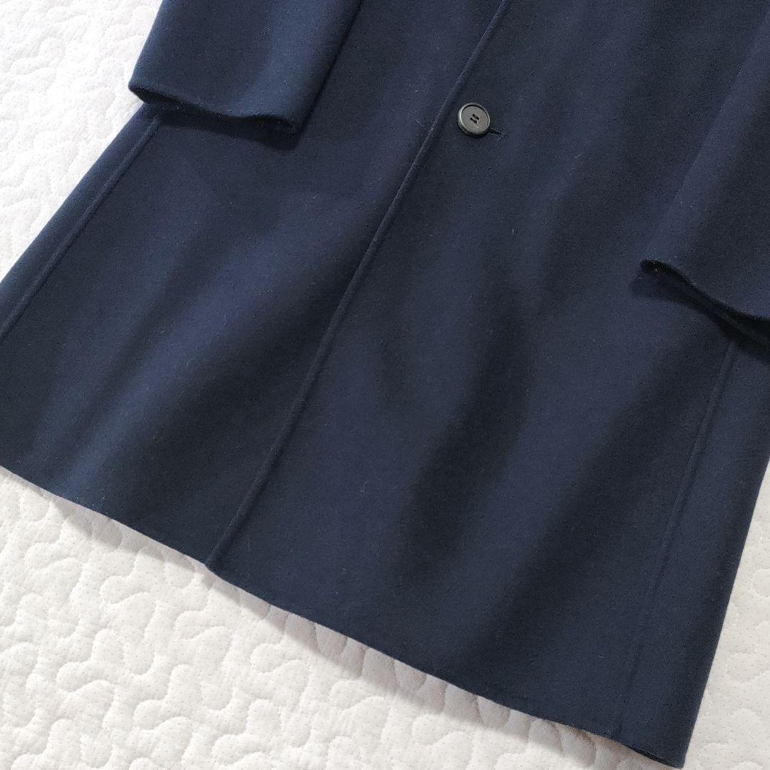 美品◎Theory　カシミヤ混　ダブルフェイスチェスターコート　ネイビー　XS