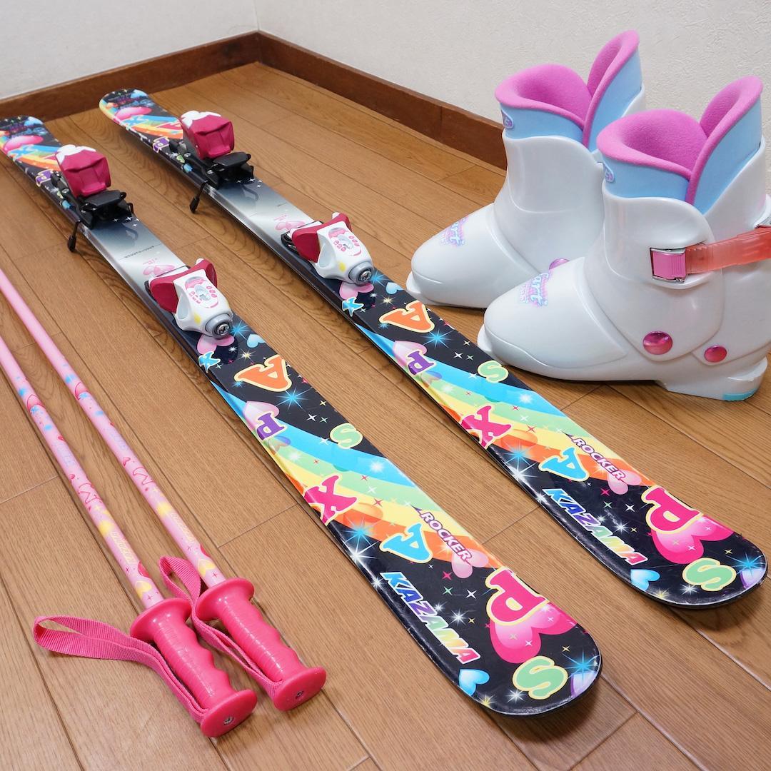 メンテ済 126cm 靴23cm KAZAMA スキーセット