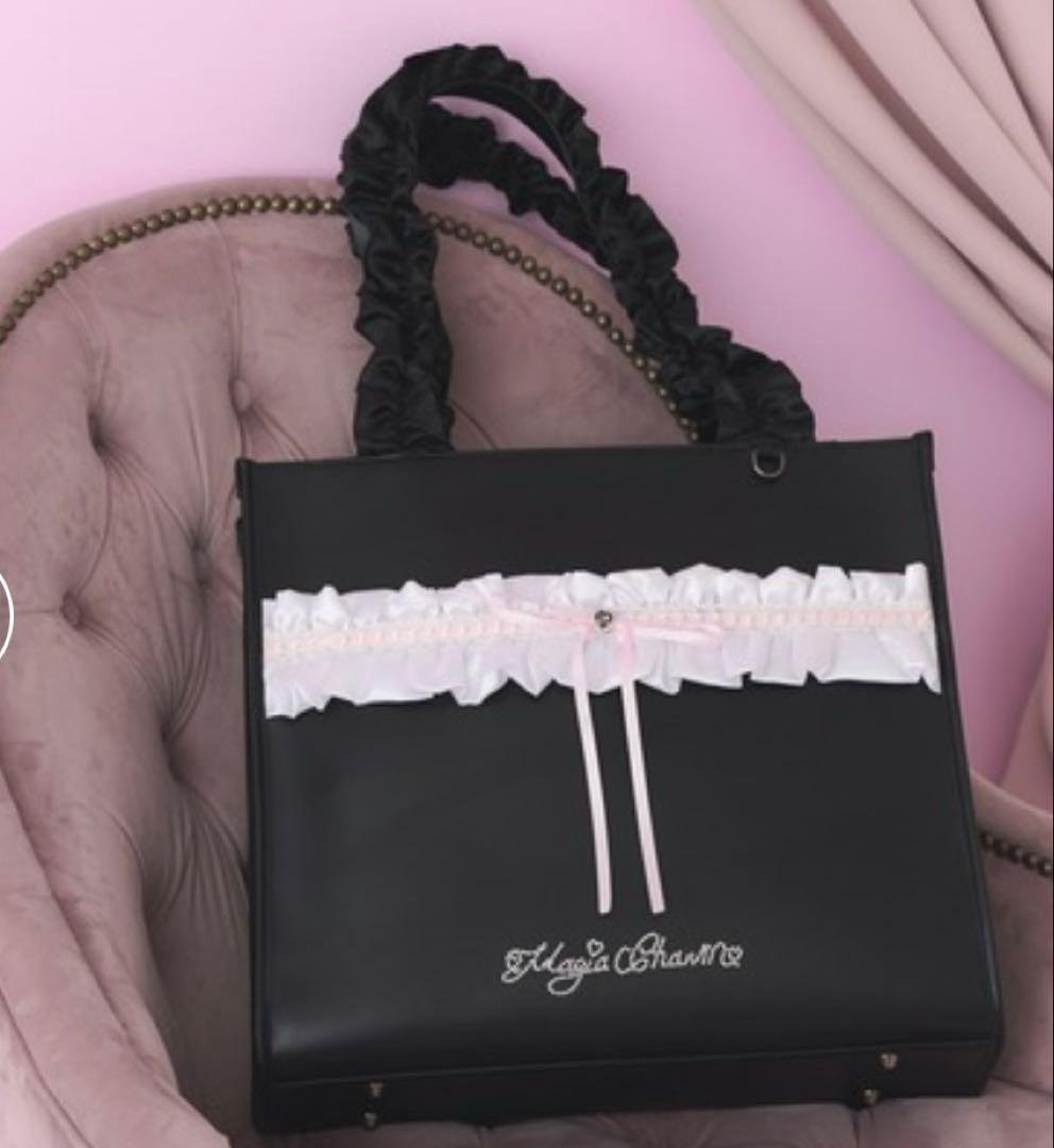 新品 Magia Charm リボンフリルトートバッグ ブラック 黒 推し活