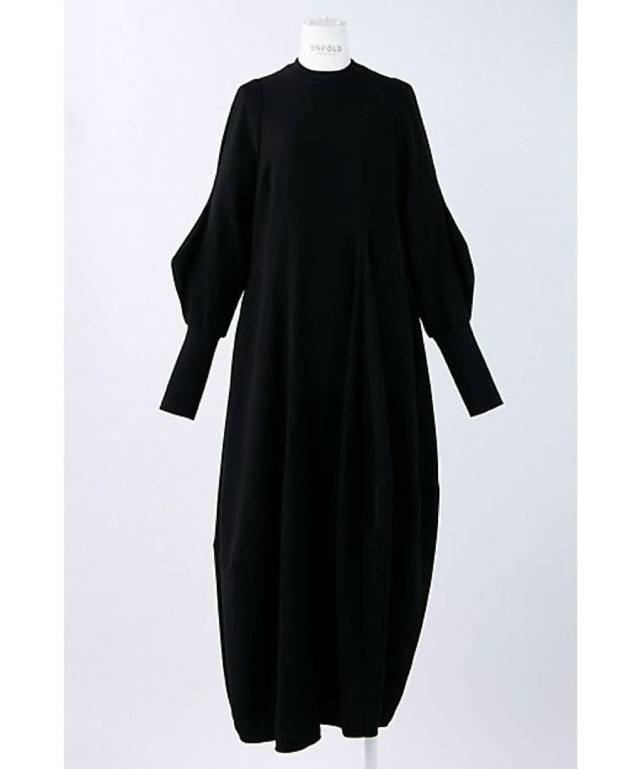 美品✨ENFOLD CURVE-SLEEVE ASYMMETRY-DRESS 黒