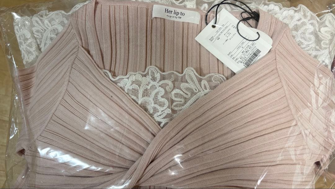 ワンピース herlipto Lilou Lace Hem Knit Dress