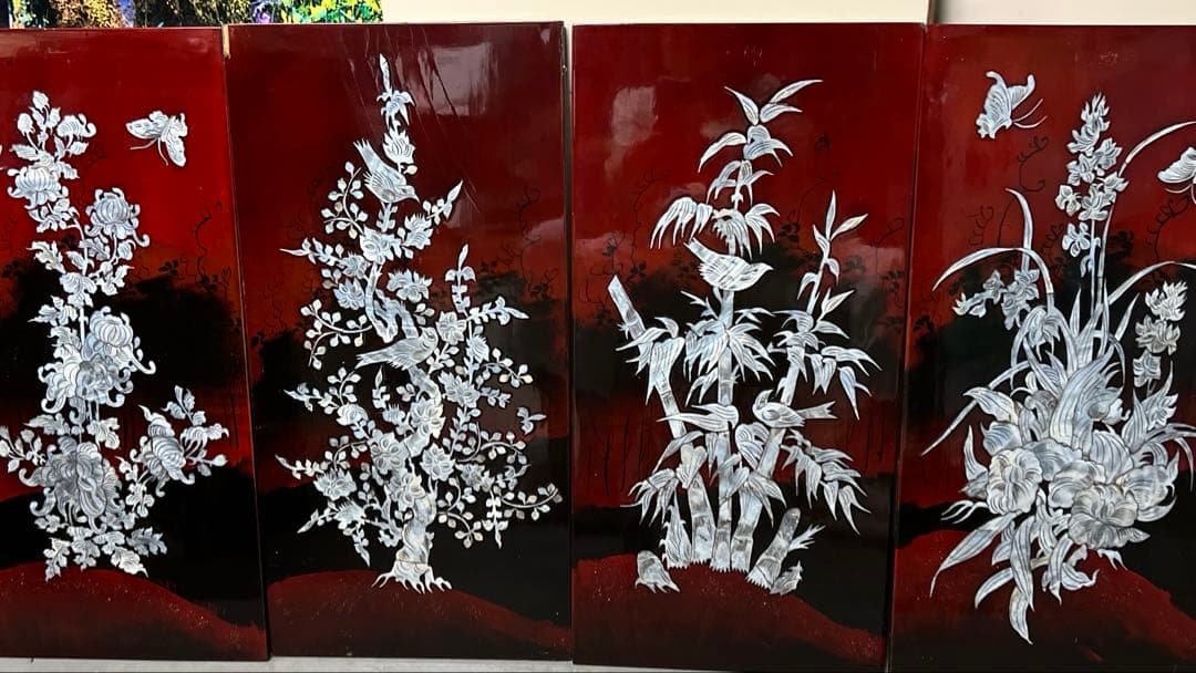 螺鈿　螺鈿細工　漆工　壁飾り 古美術品 漆芸