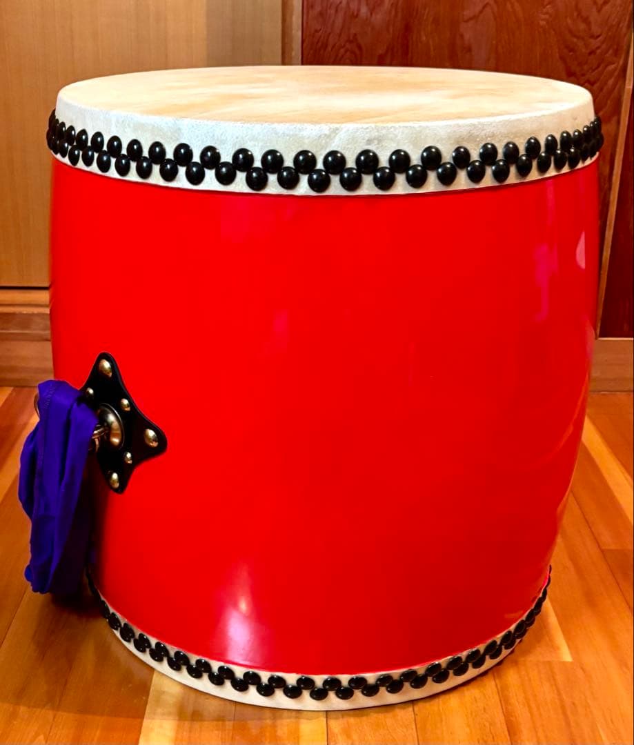 【美品】和太鼓 エイサー太鼓 44.5×49.0cm ケース/バチ付