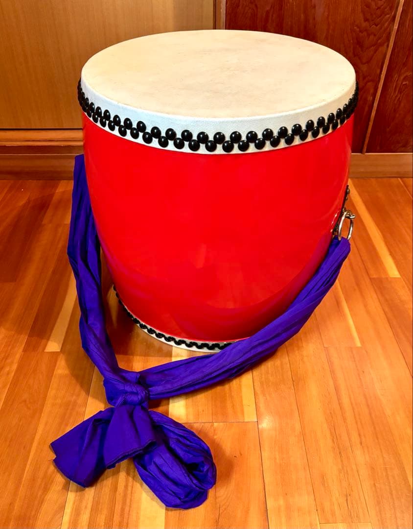 【美品】和太鼓 エイサー太鼓 44.5×49.0cm ケース/バチ付