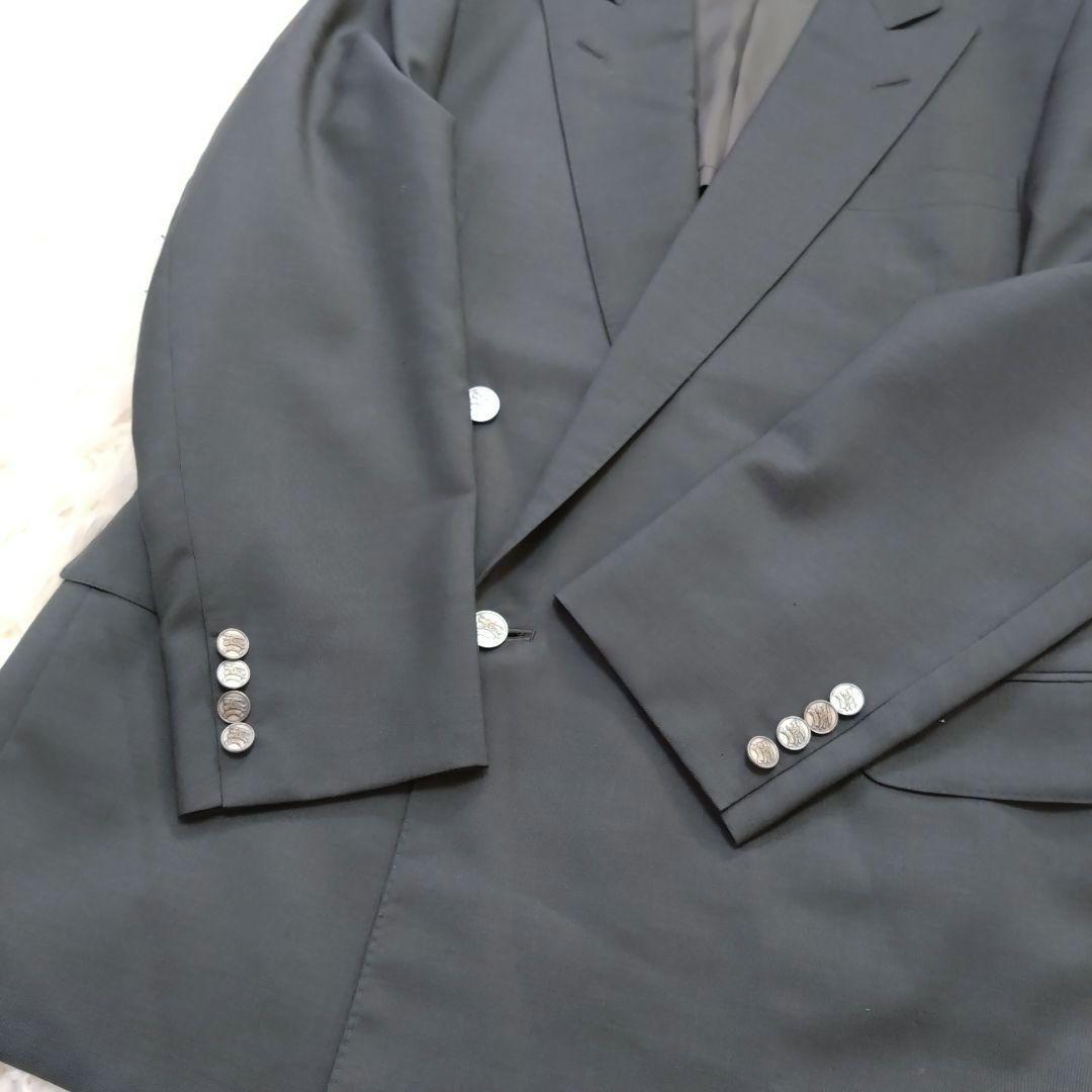 バーバリー ダブルスーツ セットアップ メタルボタン ウール モヘア グレー L