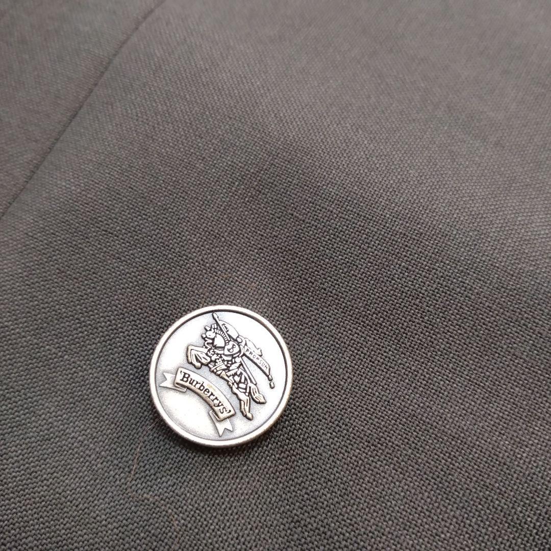 バーバリー ダブルスーツ セットアップ メタルボタン ウール モヘア グレー L