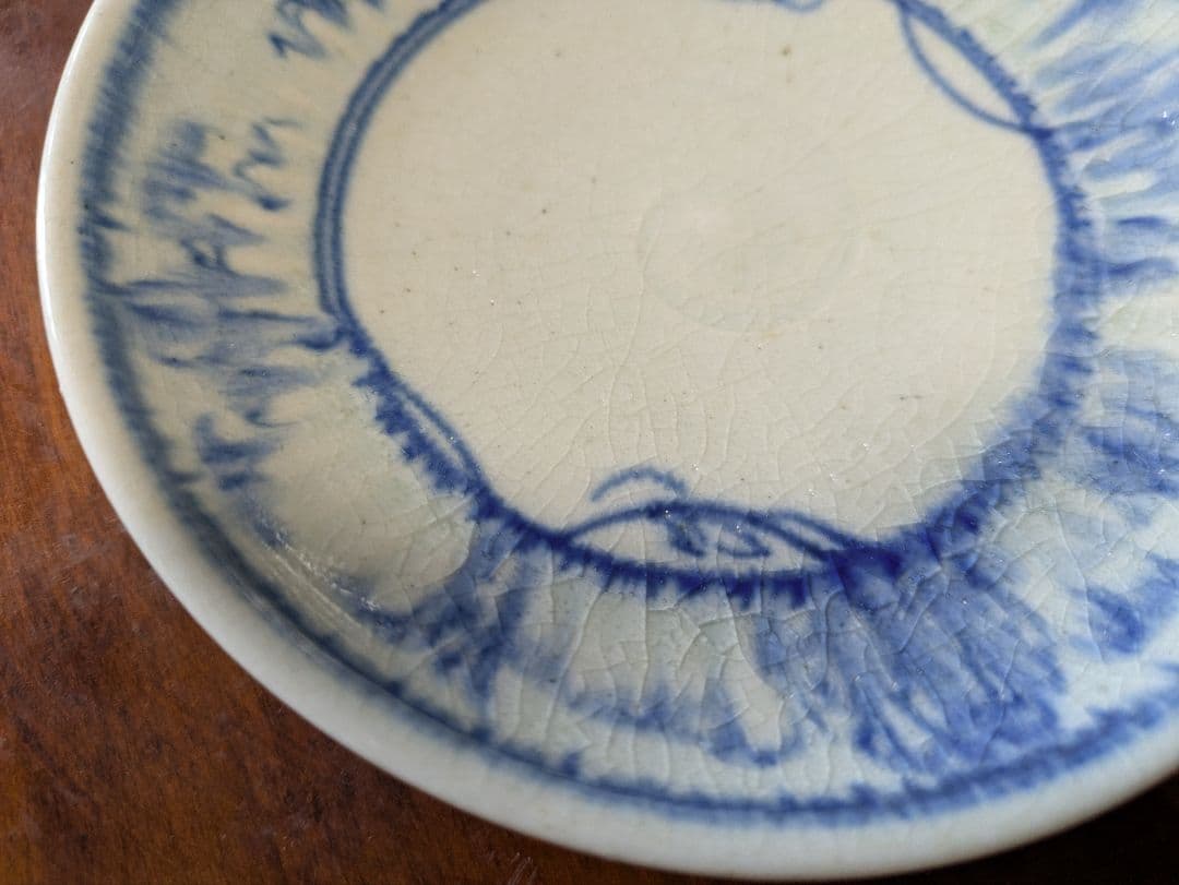 イムサエム　青い花模様とストライプの皿セット　安南手　市野吉紀