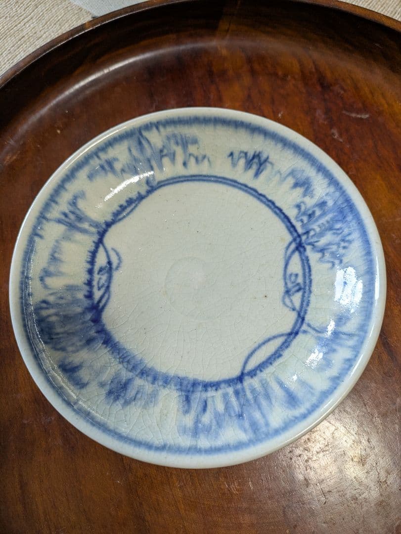 イムサエム　青い花模様とストライプの皿セット　安南手　市野吉紀