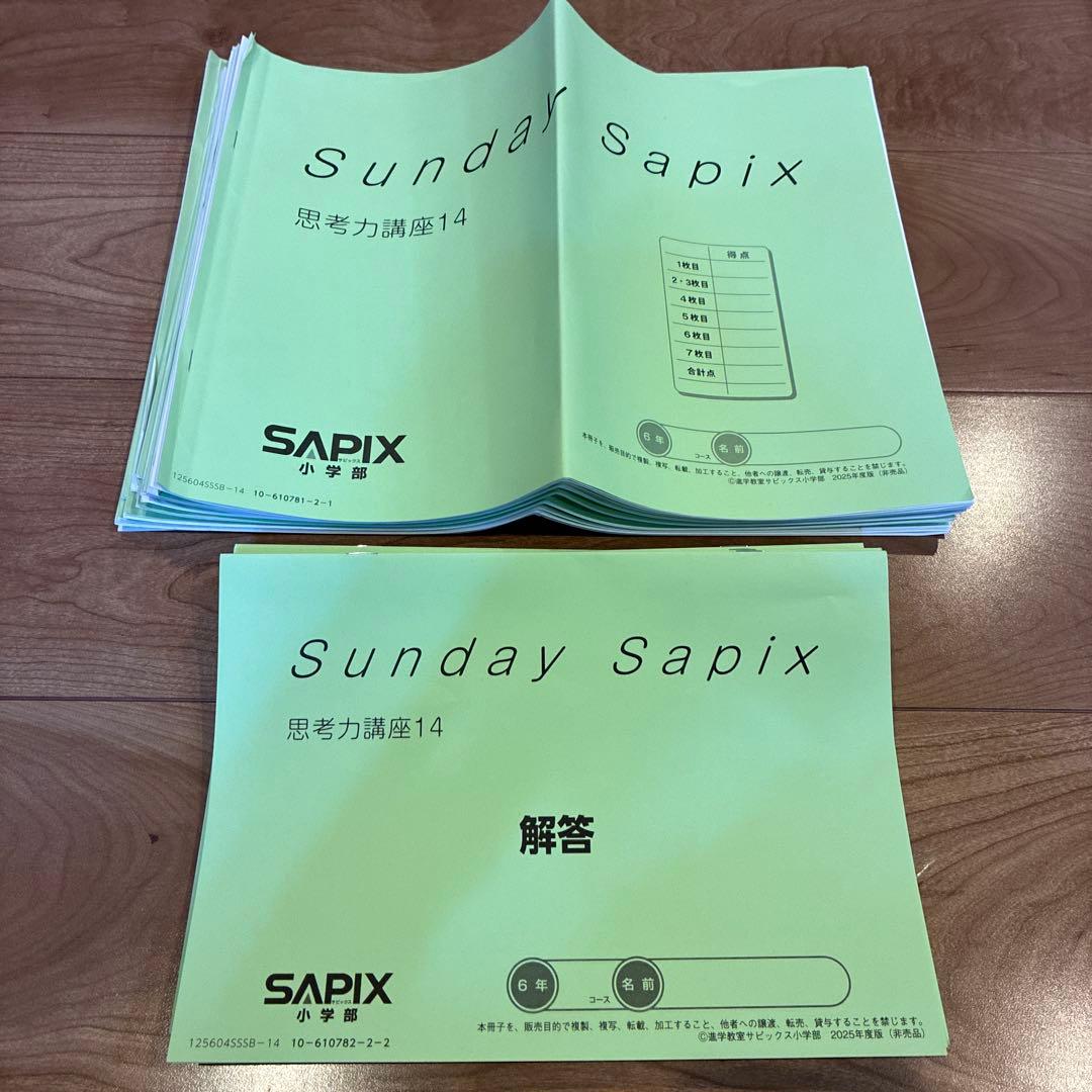 SAPIX サピックス　SS特訓　算数　思考力講座　フルテキスト　6年