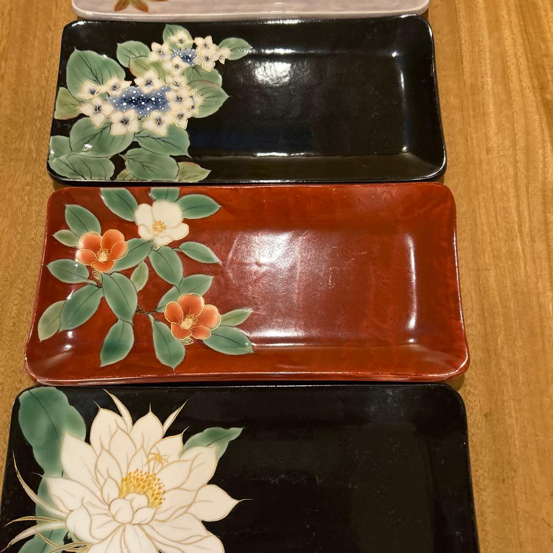 京焼 清水焼　陶葊 陶あん とうあん作　四季花　長皿揃え　希少
